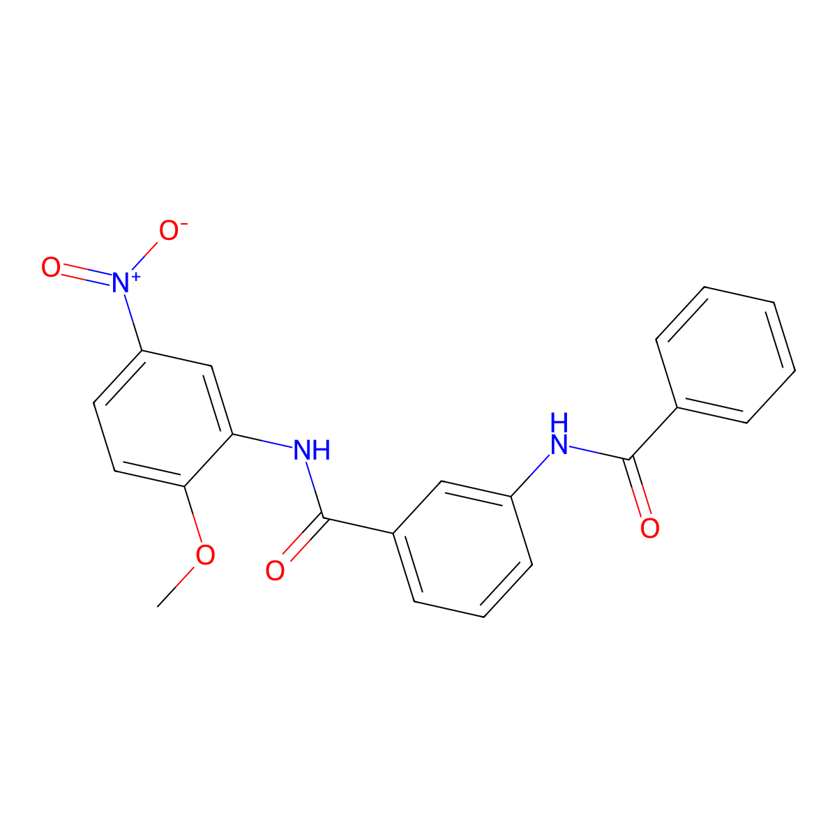 3-benzamido-N-(2-methoxy-5-nitrophenyl)benzamide molecular structure, CAS 600125-16-4