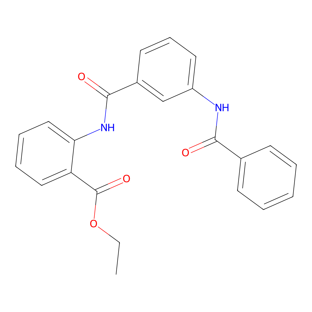 Ethyl 2-(3-benzamidobenzamido)benzoate molecular structure, CAS 600125-21-1