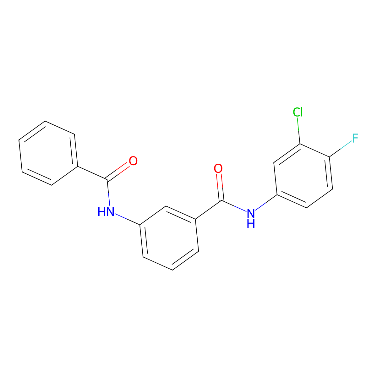 3-benzamido-N-(3-chloro-4-fluorophenyl)benzamide molecular structure, CAS 600125-35-7