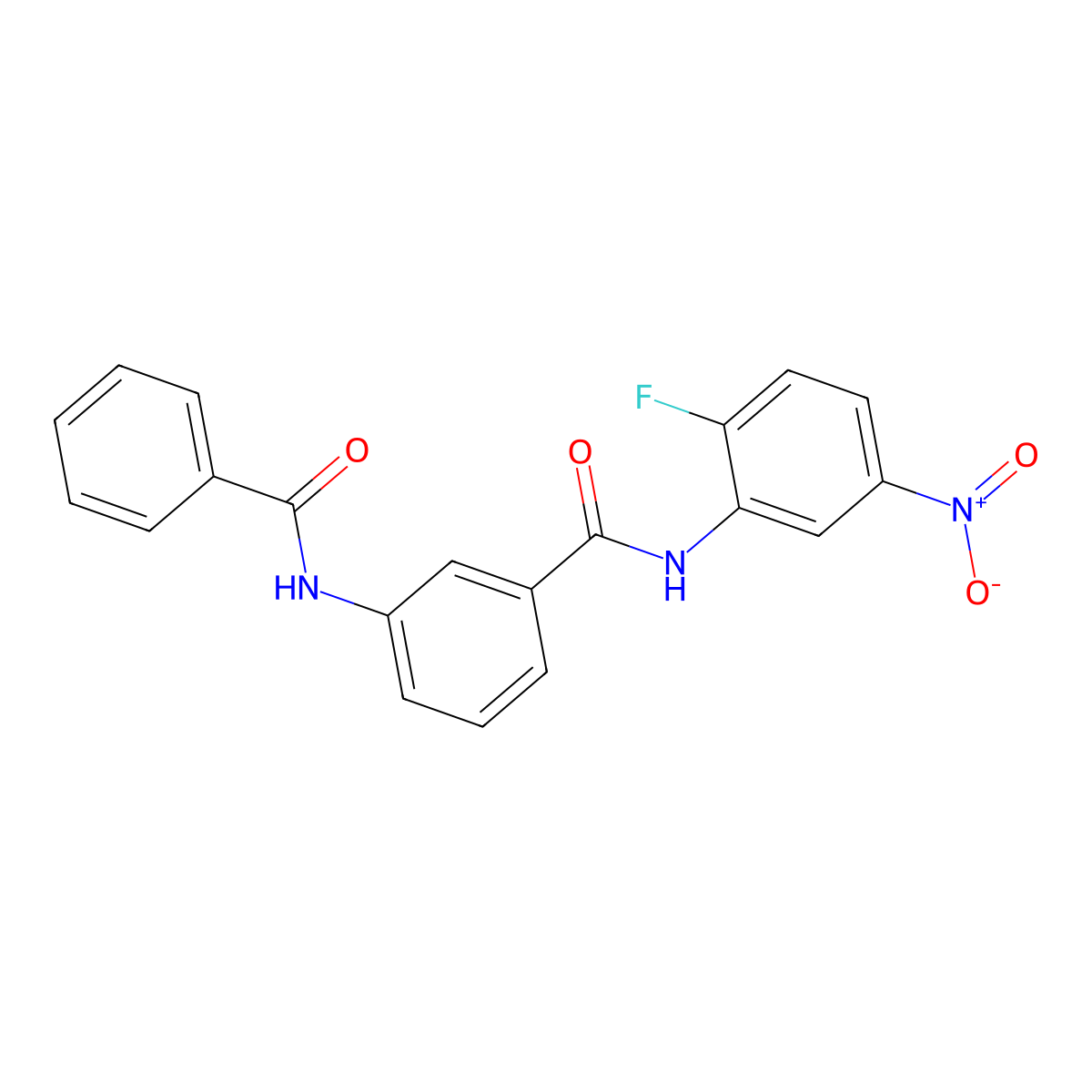 3-benzamido-N-(2-fluoro-5-nitrophenyl)benzamide molecular structure, CAS 600125-44-8