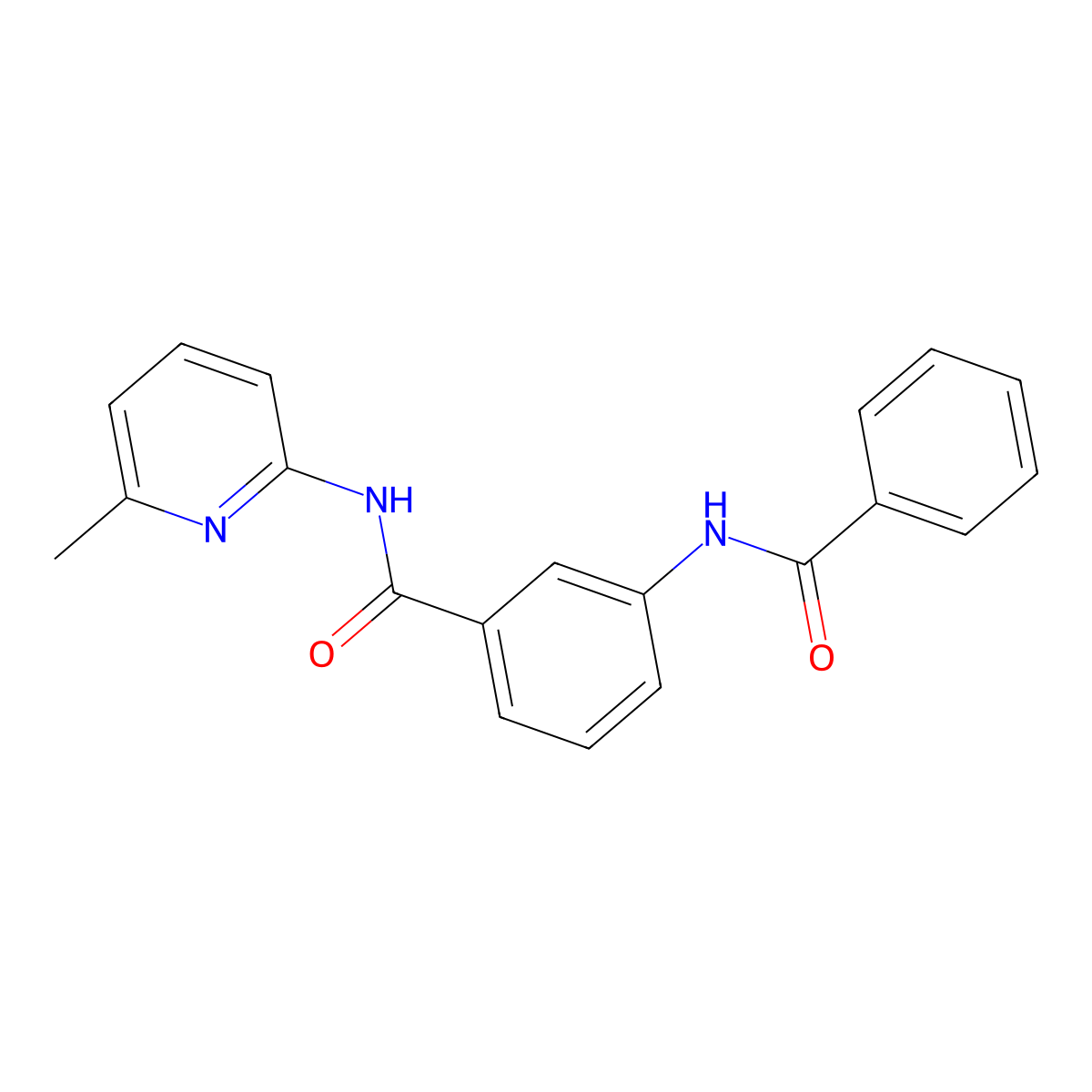 3-benzamido-N-(6-methylpyridin-2-yl)benzamide molecular structure, CAS 600125-47-1