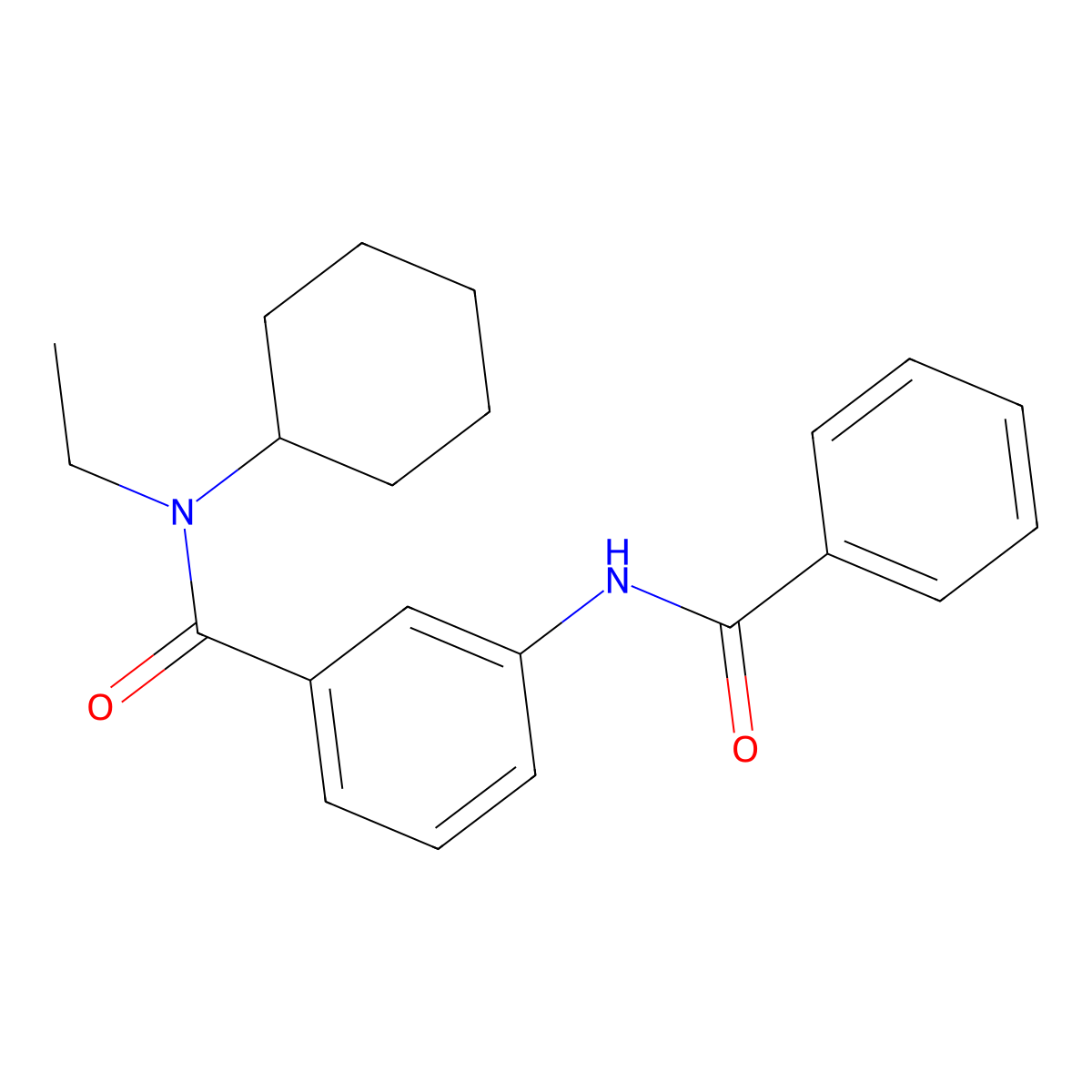 3-benzamido-N-cyclohexyl-N-ethylbenzamide molecular structure, CAS 600125-50-6