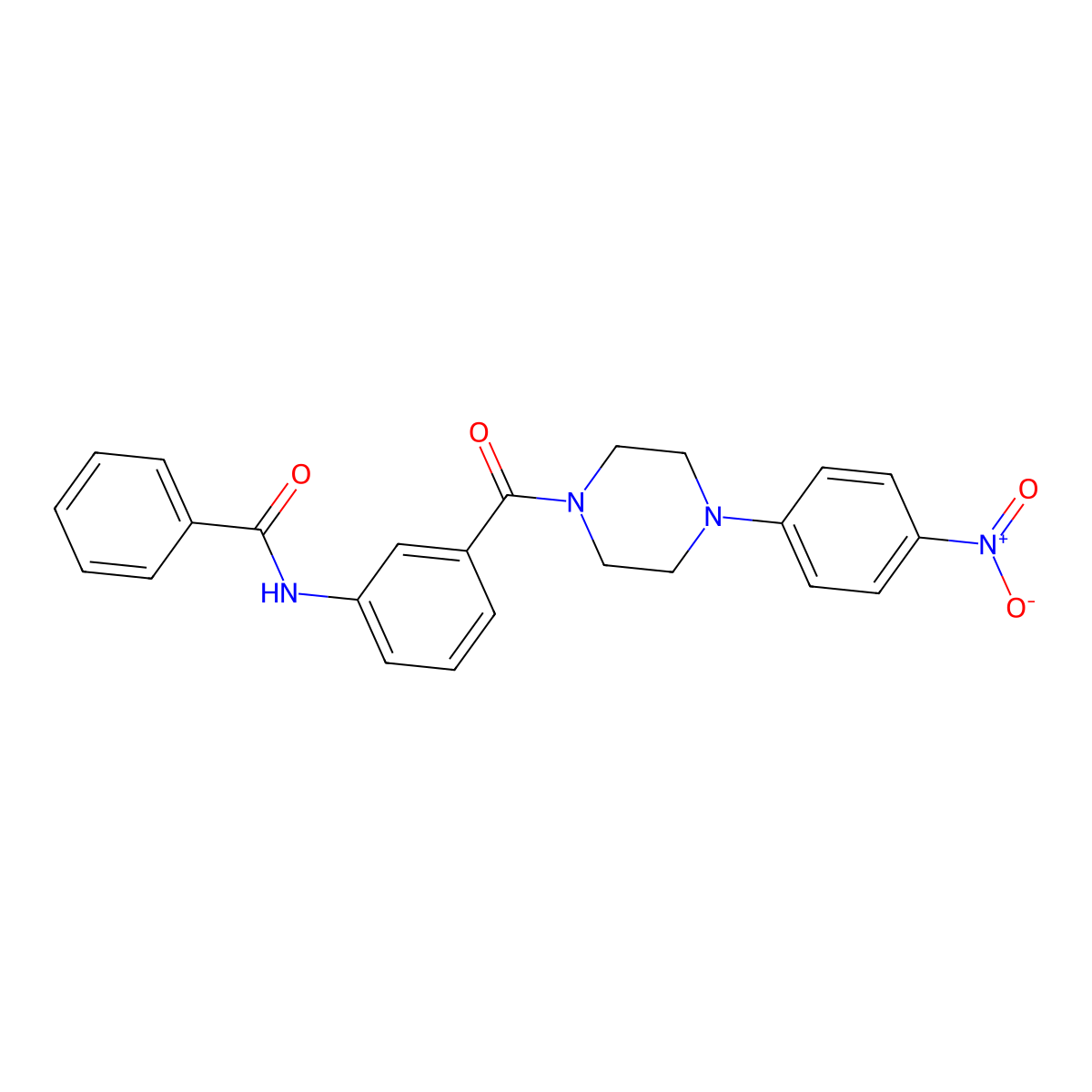 N-[3-[4-(4-nitrophenyl)piperazine-1-carbonyl]phenyl]benzamide molecular structure, CAS 600125-55-1
