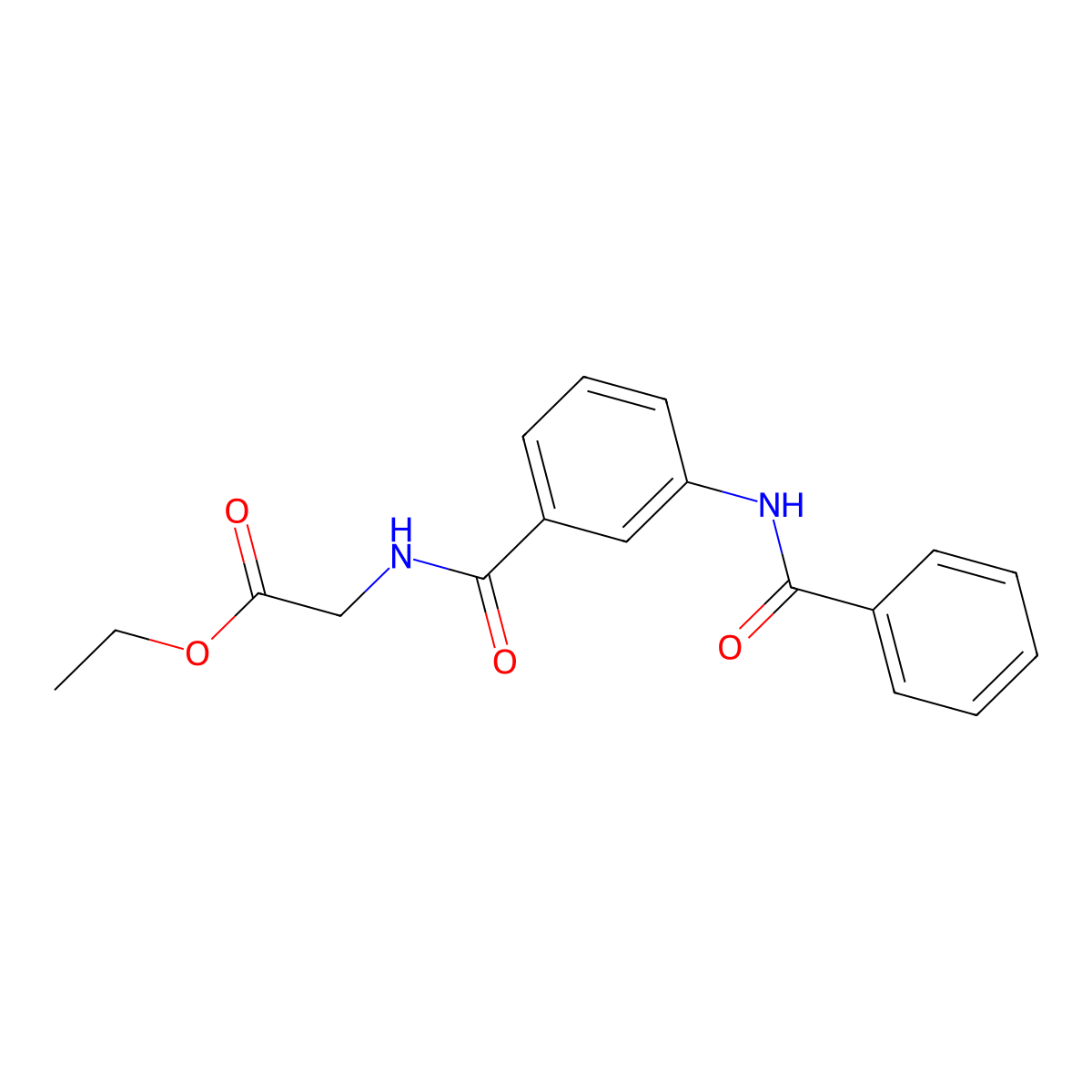 Ethyl 2-{[3-(phenylcarbonylamino)phenyl]carbonylamino}acetate molecular structure, CAS 600125-66-4