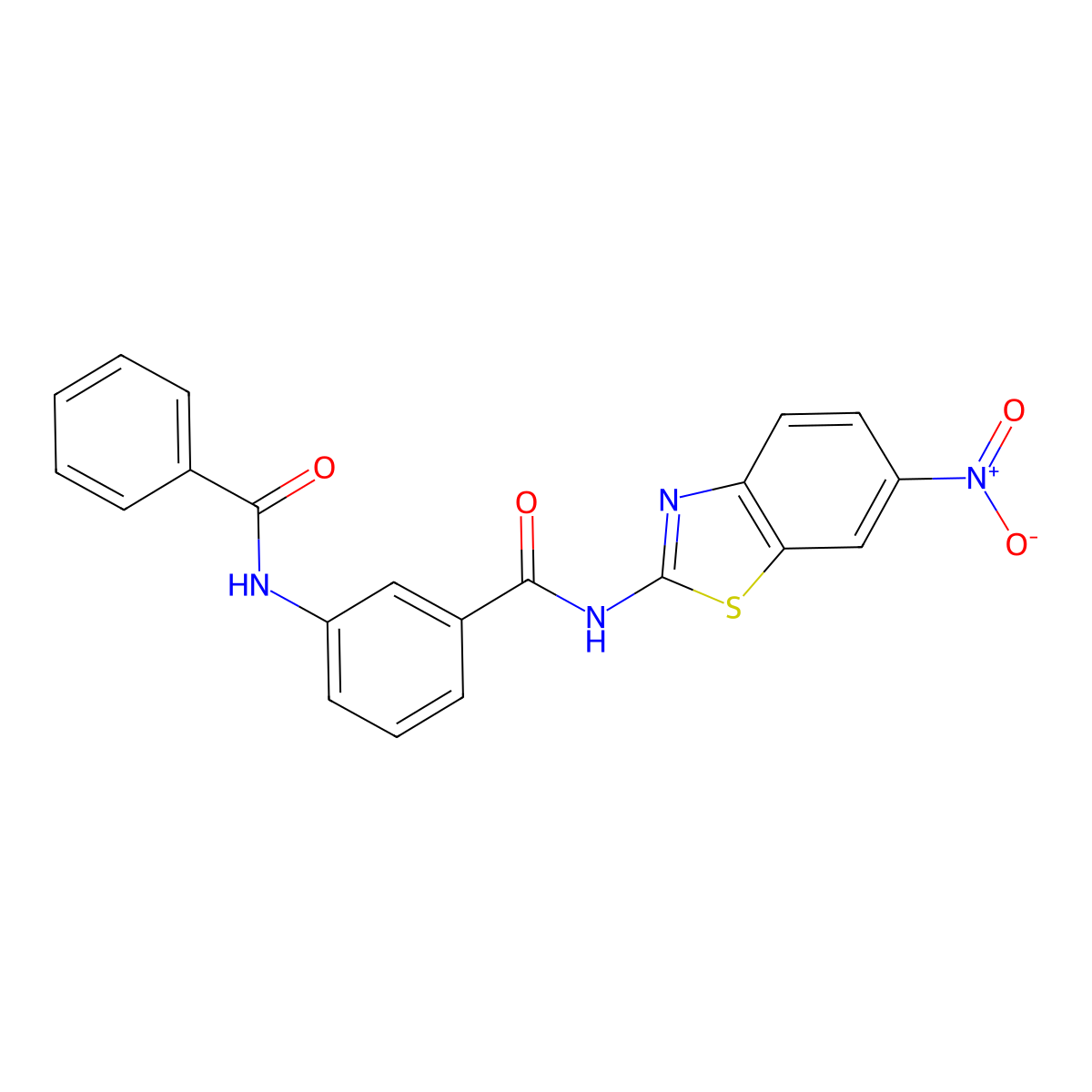 3-benzamido-N-(6-nitro-1,3-benzothiazol-2-yl)benzamide molecular structure, CAS 600125-79-9