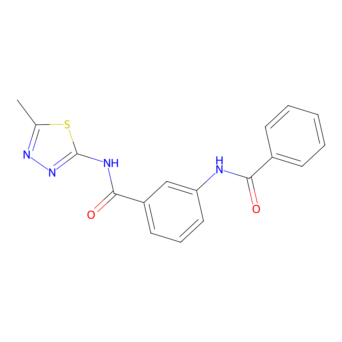 3-benzamido-N-(5-methyl-1,3,4-thiadiazol-2-yl)benzamide molecular structure, CAS 600125-94-8