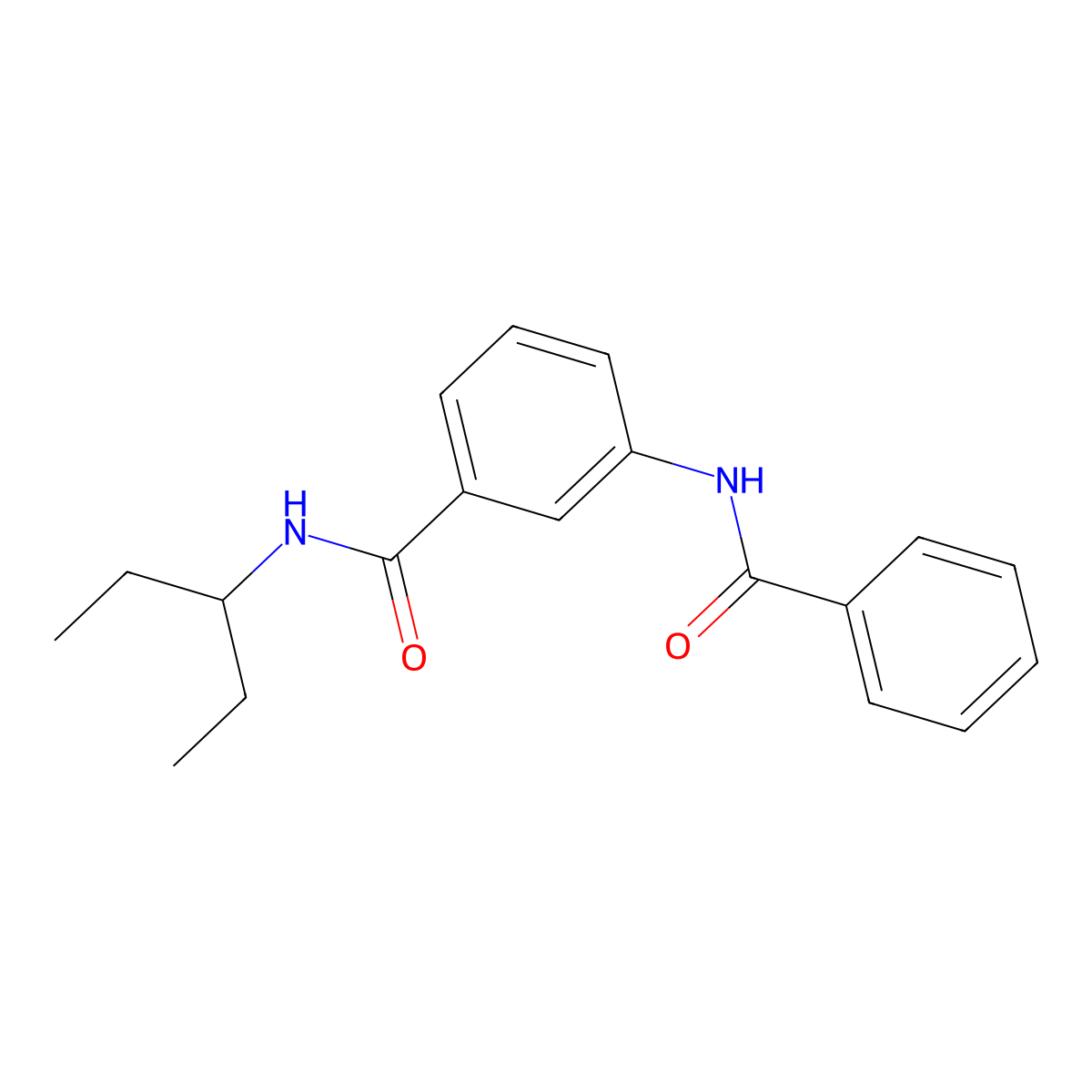 3-benzamido-N-pentan-3-ylbenzamide molecular structure, CAS 600126-04-3