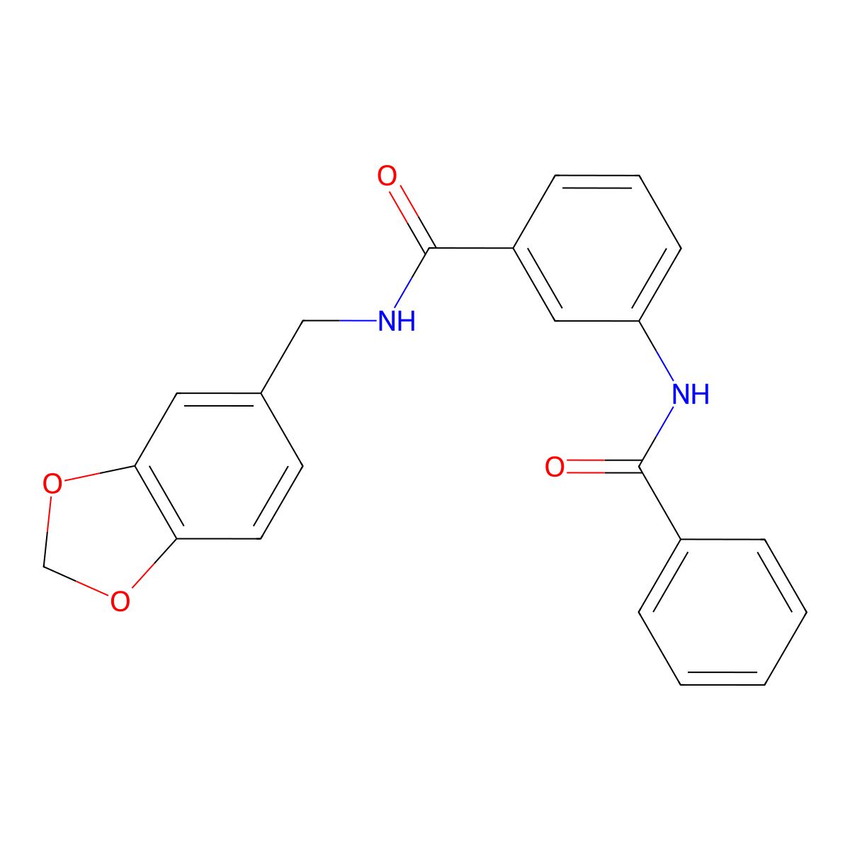 3-benzamido-N-(1,3-benzodioxol-5-ylmethyl)benzamide molecular structure, CAS 600126-06-5
