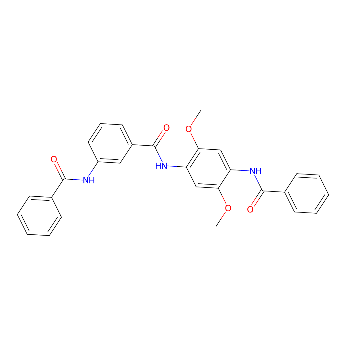 3-benzamido-N-(4-benzamido-2,5-dimethoxyphenyl)benzamide molecular structure, CAS 600126-15-6