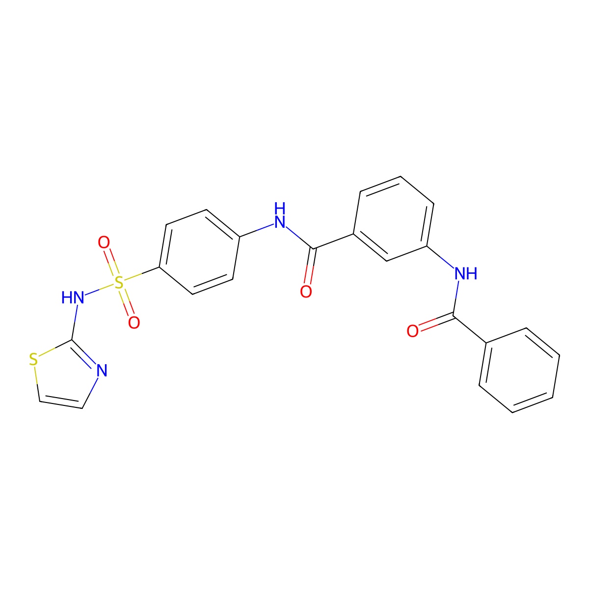 3-benzamido-N-[4-(1,3-thiazol-2-ylsulfamoyl)phenyl]benzamide molecular structure, CAS 600126-23-6