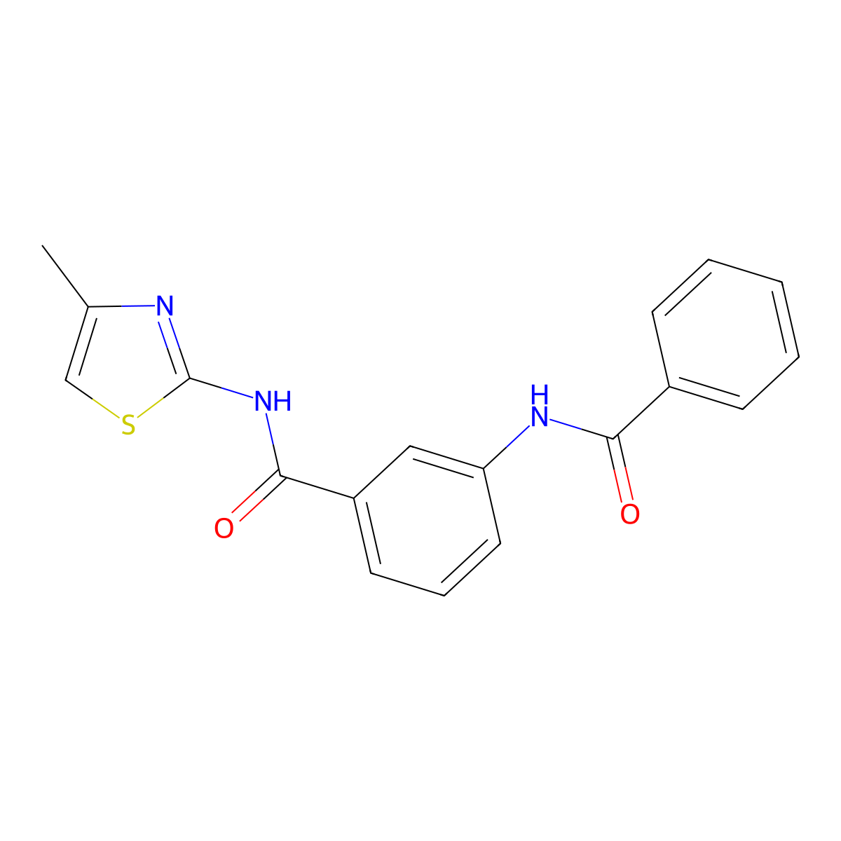 3-benzamido-N-(4-methyl-1,3-thiazol-2-yl)benzamide molecular structure, CAS 600126-26-9