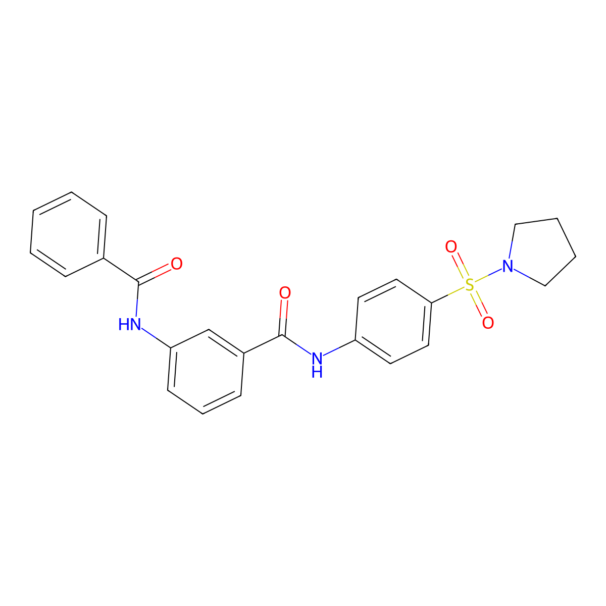 3-benzamido-N-(4-pyrrolidin-1-ylsulfonylphenyl)benzamide molecular structure, CAS 600126-36-1