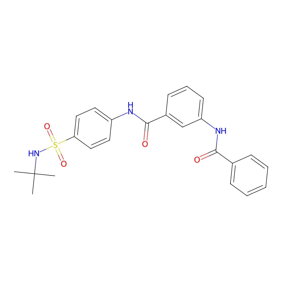 3-benzamido-N-[4-(tert-butylsulfamoyl)phenyl]benzamide molecular structure, CAS 600126-38-3