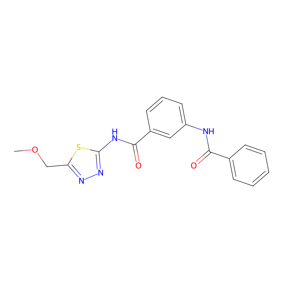 3-benzamido-N-[5-(methoxymethyl)-1,3,4-thiadiazol-2-yl]benzamide molecular structure, CAS 600126-45-2