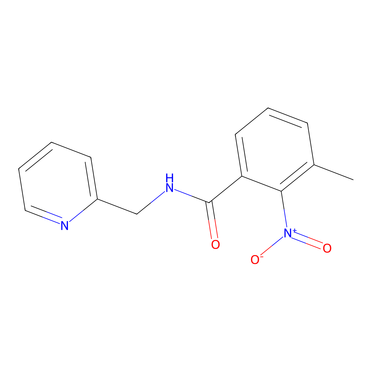 3-methyl-2-nitro-N-(pyridin-2-ylmethyl)benzamide molecular structure, CAS 600126-66-7