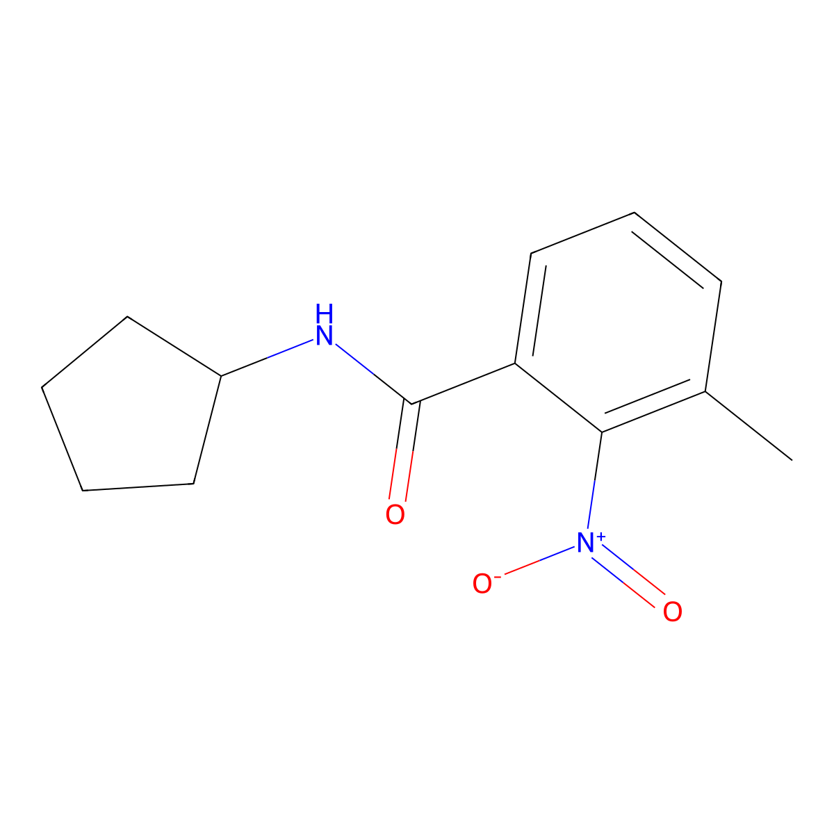 N-cyclopentyl-3-methyl-2-nitrobenzamide molecular structure, CAS 600126-79-2