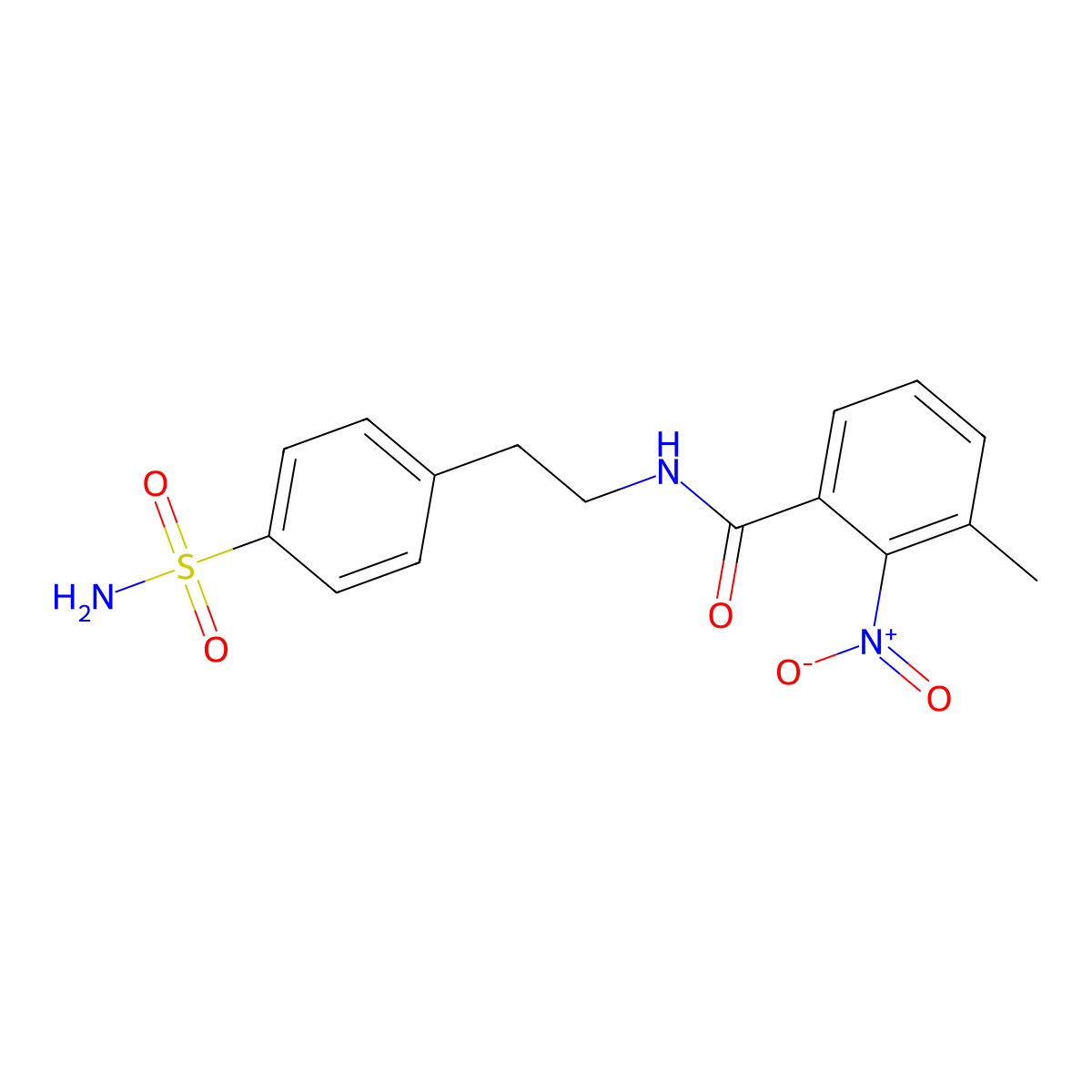 3-methyl-2-nitro-N-[2-(4-sulfamoylphenyl)ethyl]benzamide molecular structure, CAS 600128-67-4