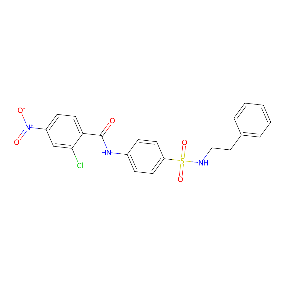 2-chloro-4-nitro-N-{4-[(2-phenylethyl)sulfamoyl]phenyl}benzamide molecular structure, CAS 600129-75-7