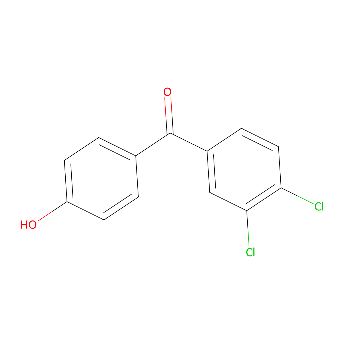 (3,4-Dichlorophenyl)(4-hydroxyphenyl)methanone molecular structure, CAS 60013-02-7