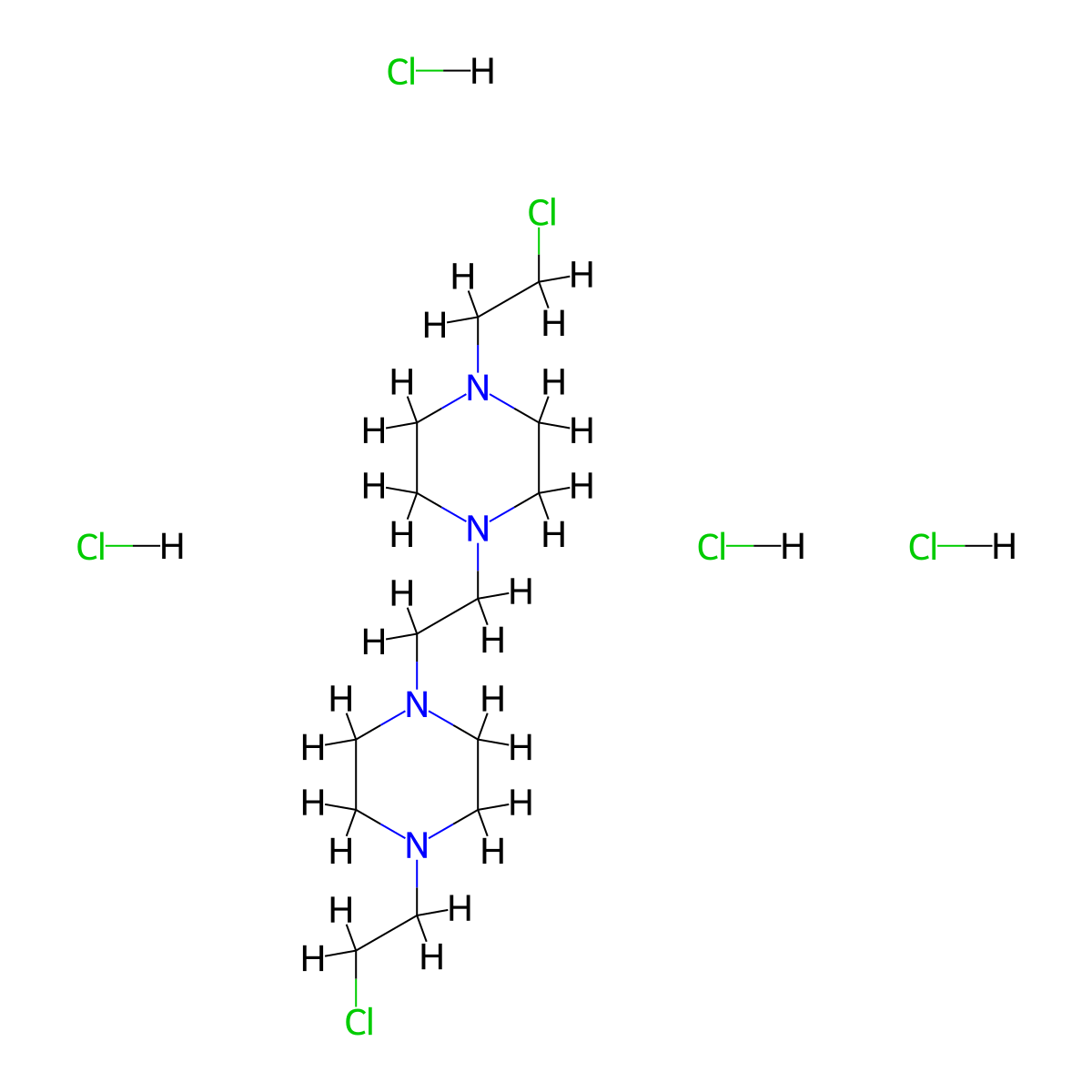 Ethane, 1,2-bis(4-(2-chloroethyl)-1-piperazinyl)-, tetrahydrochloride molecular structure, CAS 60013-26-5