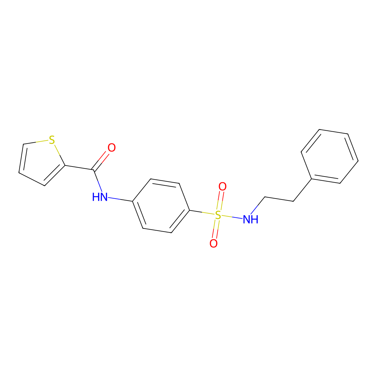 N-(4-{[(2-phenylethyl)amino]sulfonyl}phenyl)-2-thiophenecarboxamide molecular structure, CAS 600130-01-6