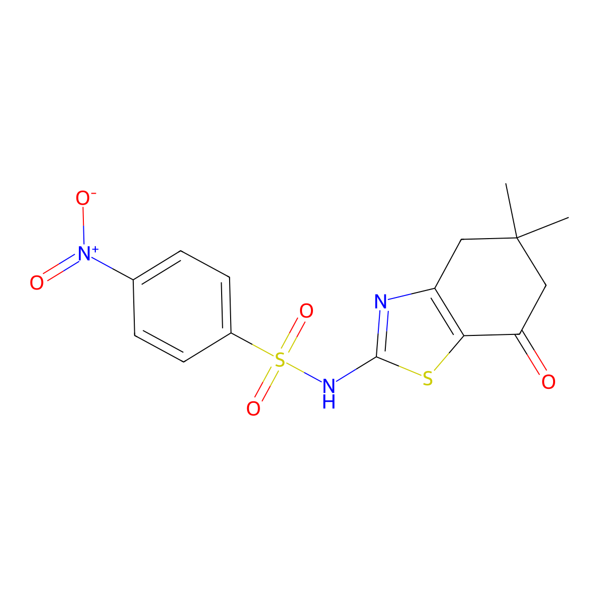 N-(5,5-dimethyl-7-oxo-4,6-dihydro-1,3-benzothiazol-2-yl)-4-nitrobenzenesulfonamide molecular structure, CAS 600130-21-0