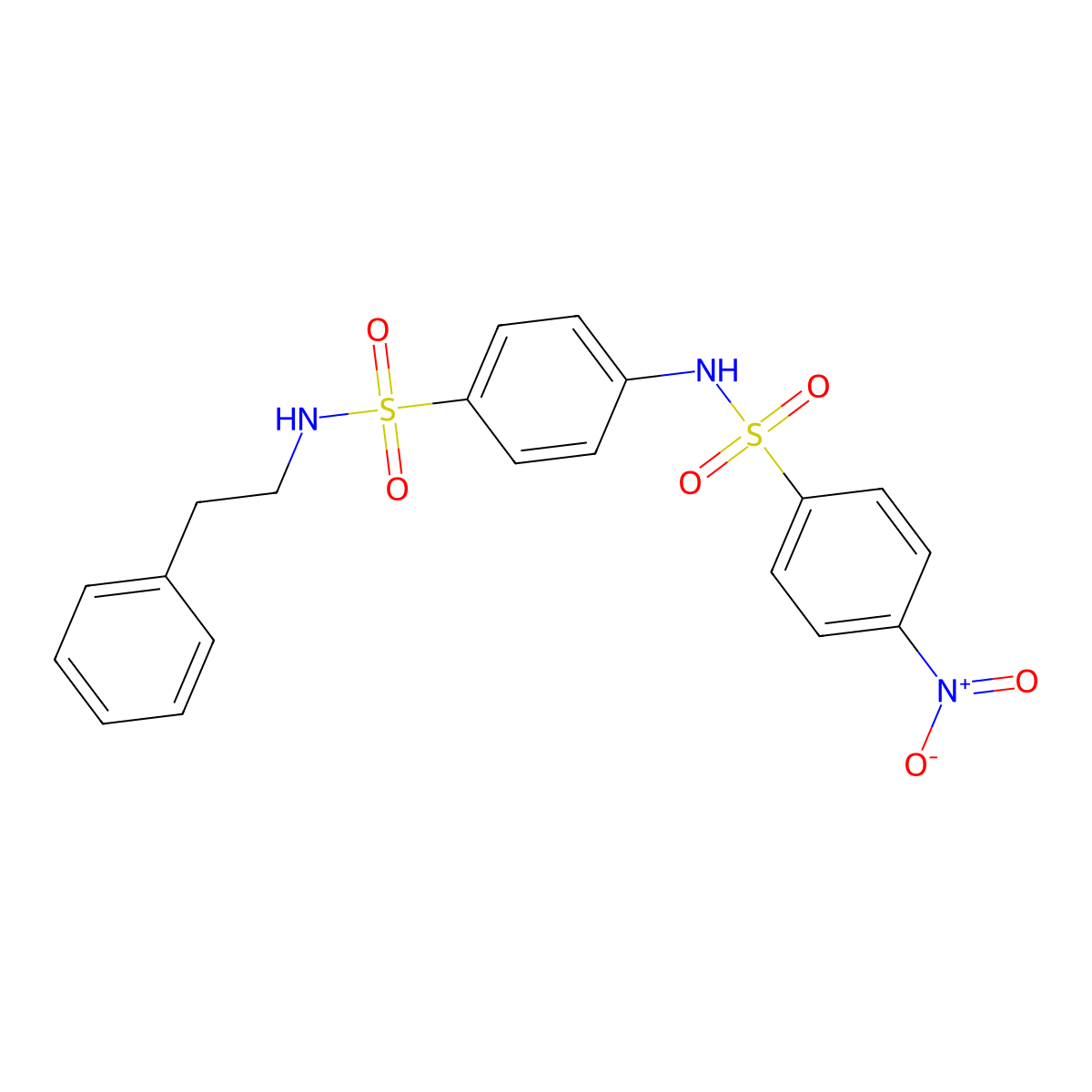 4-nitro-N-{4-[(2-phenylethyl)sulfamoyl]phenyl}benzenesulfonamide molecular structure, CAS 600130-22-1