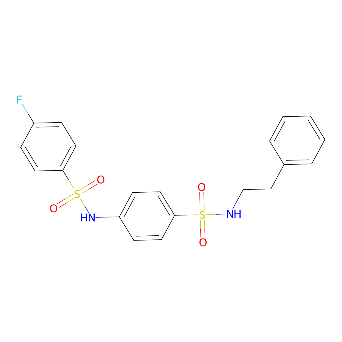 4-fluoro-N-{4-[(2-phenylethyl)sulfamoyl]phenyl}benzenesulfonamide molecular structure, CAS 600130-45-8