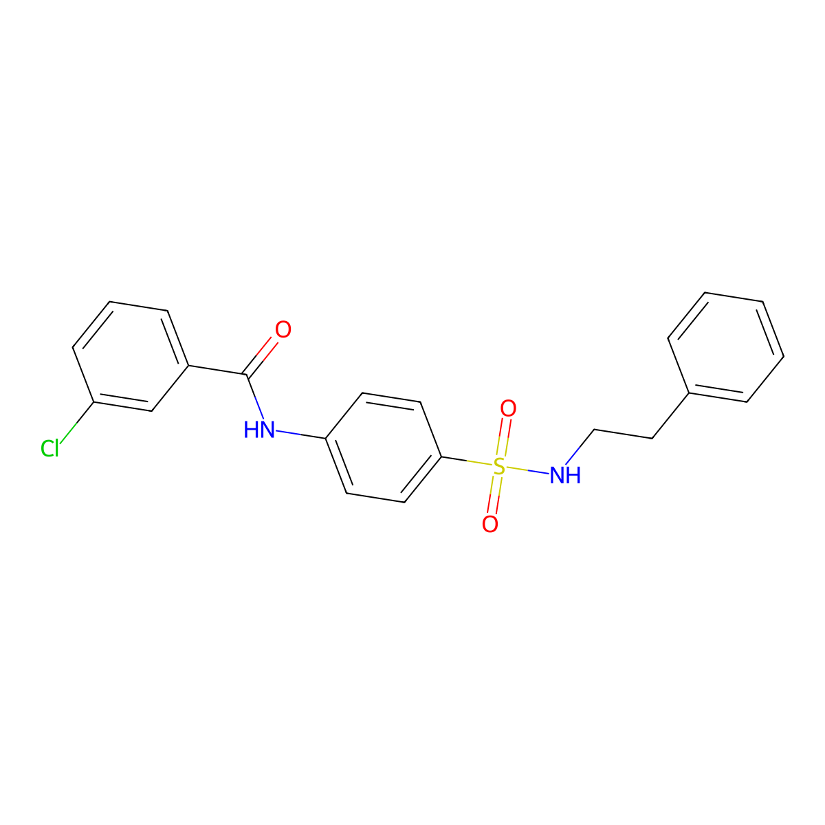 3-chloro-N-{4-[(2-phenylethyl)sulfamoyl]phenyl}benzamide molecular structure, CAS 600130-65-2
