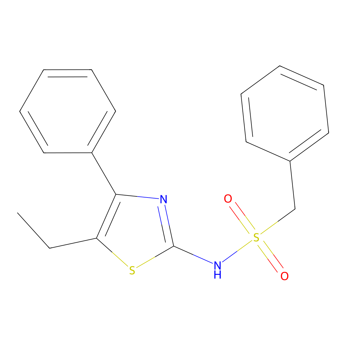 N-(5-ethyl-4-phenyl-1,3-thiazol-2-yl)-1-phenylmethanesulfonamide molecular structure, CAS 600130-77-6