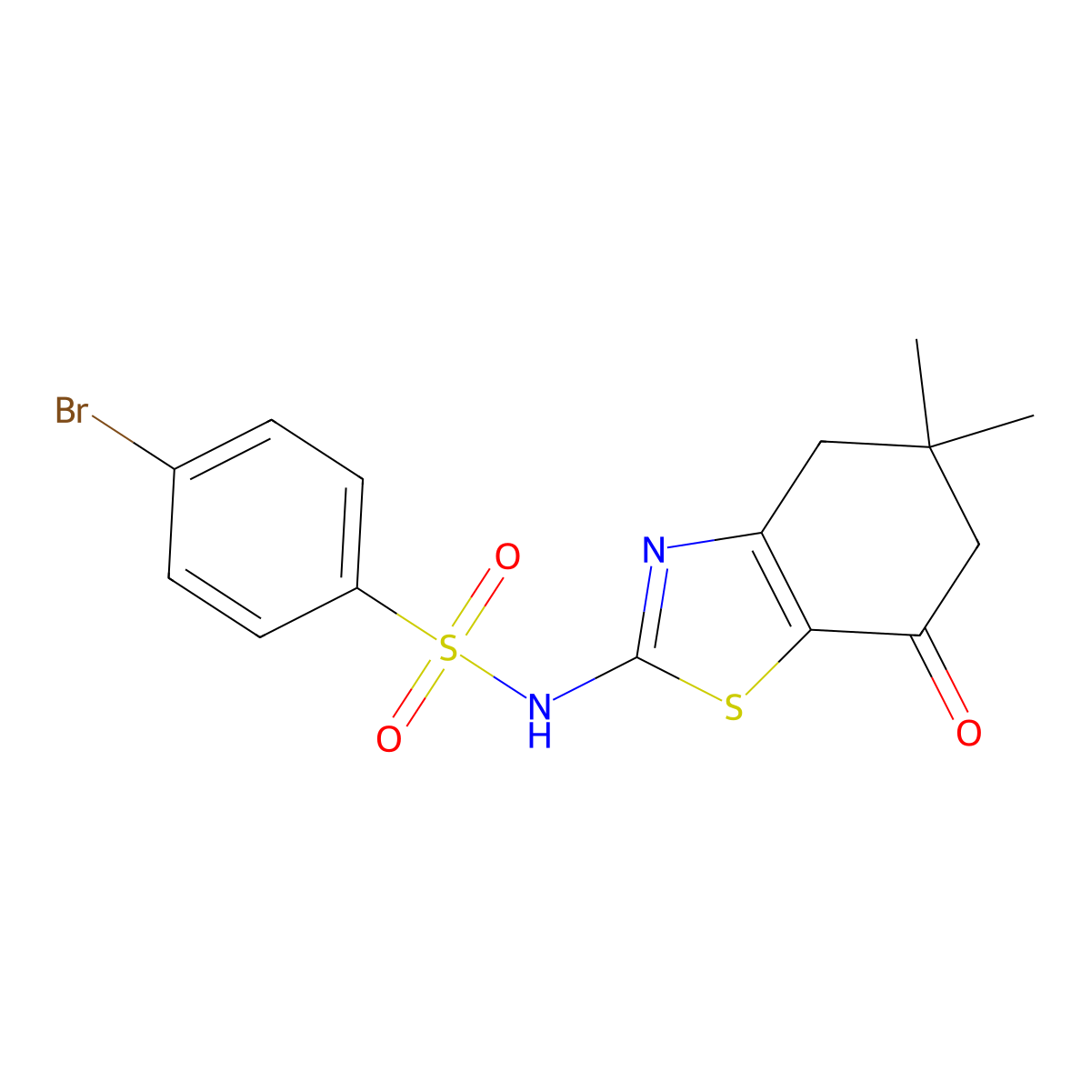 4-bromo-N-(5,5-dimethyl-7-oxo-4,6-dihydro-1,3-benzothiazol-2-yl)benzenesulfonamide molecular structure, CAS 600130-96-9