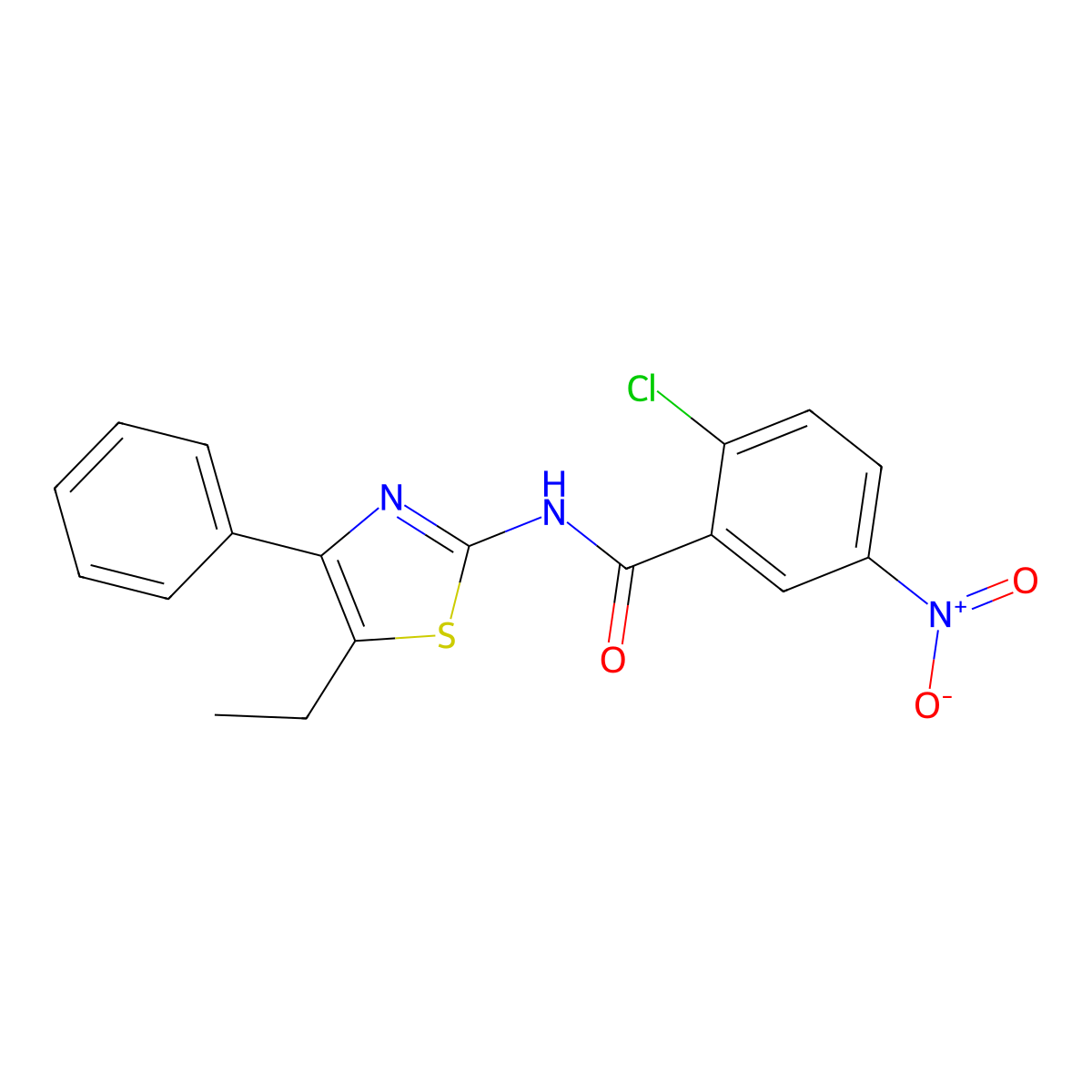 2-chloro-N-(5-ethyl-4-phenyl-1,3-thiazol-2-yl)-5-nitrobenzamide molecular structure, CAS 600131-05-3