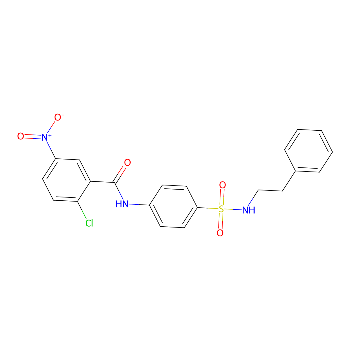 2-chloro-5-nitro-N-{4-[(2-phenylethyl)sulfamoyl]phenyl}benzamide molecular structure, CAS 600131-07-5