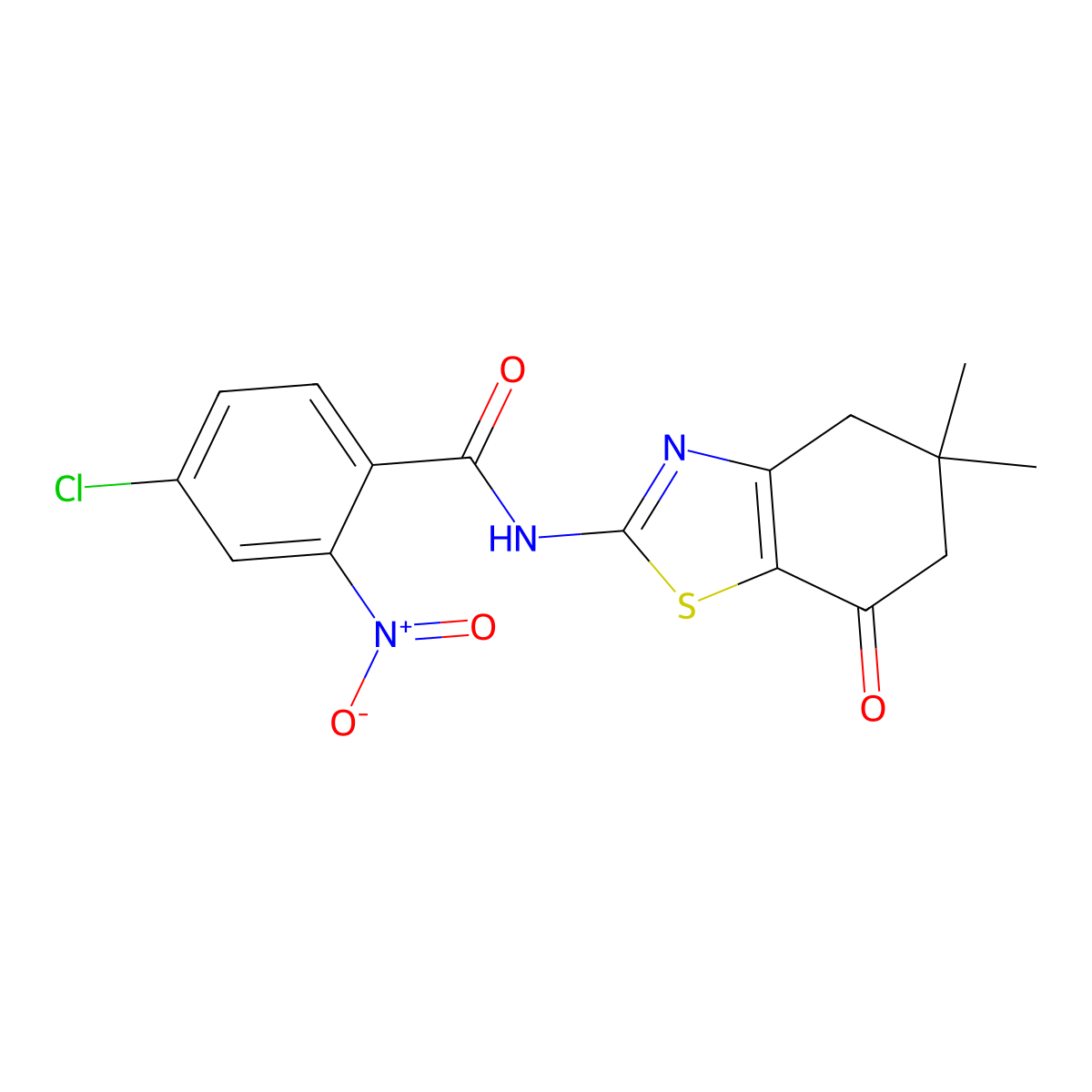 4-chloro-N-(5,5-dimethyl-7-oxo-4,6-dihydro-1,3-benzothiazol-2-yl)-2-nitrobenzamide molecular structure, CAS 600131-12-2