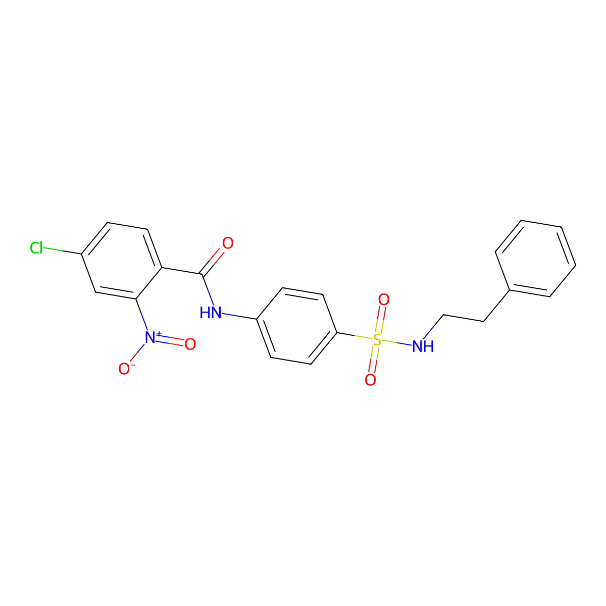 4-chloro-2-nitro-N-{4-[(2-phenylethyl)sulfamoyl]phenyl}benzamide molecular structure, CAS 600131-13-3