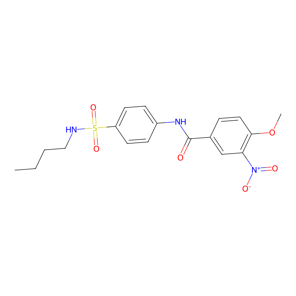 N-[4-(butylsulfamoyl)phenyl]-4-methoxy-3-nitrobenzamide molecular structure, CAS 600131-63-3