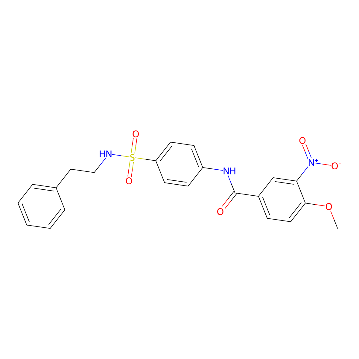 4-methoxy-3-nitro-N-{4-[(2-phenylethyl)sulfamoyl]phenyl}benzamide molecular structure, CAS 600131-64-4