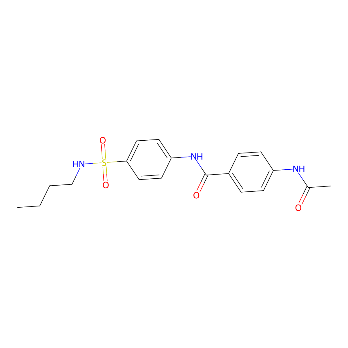 4-acetamido-N-[4-(butylsulfamoyl)phenyl]benzamide molecular structure, CAS 600131-76-8