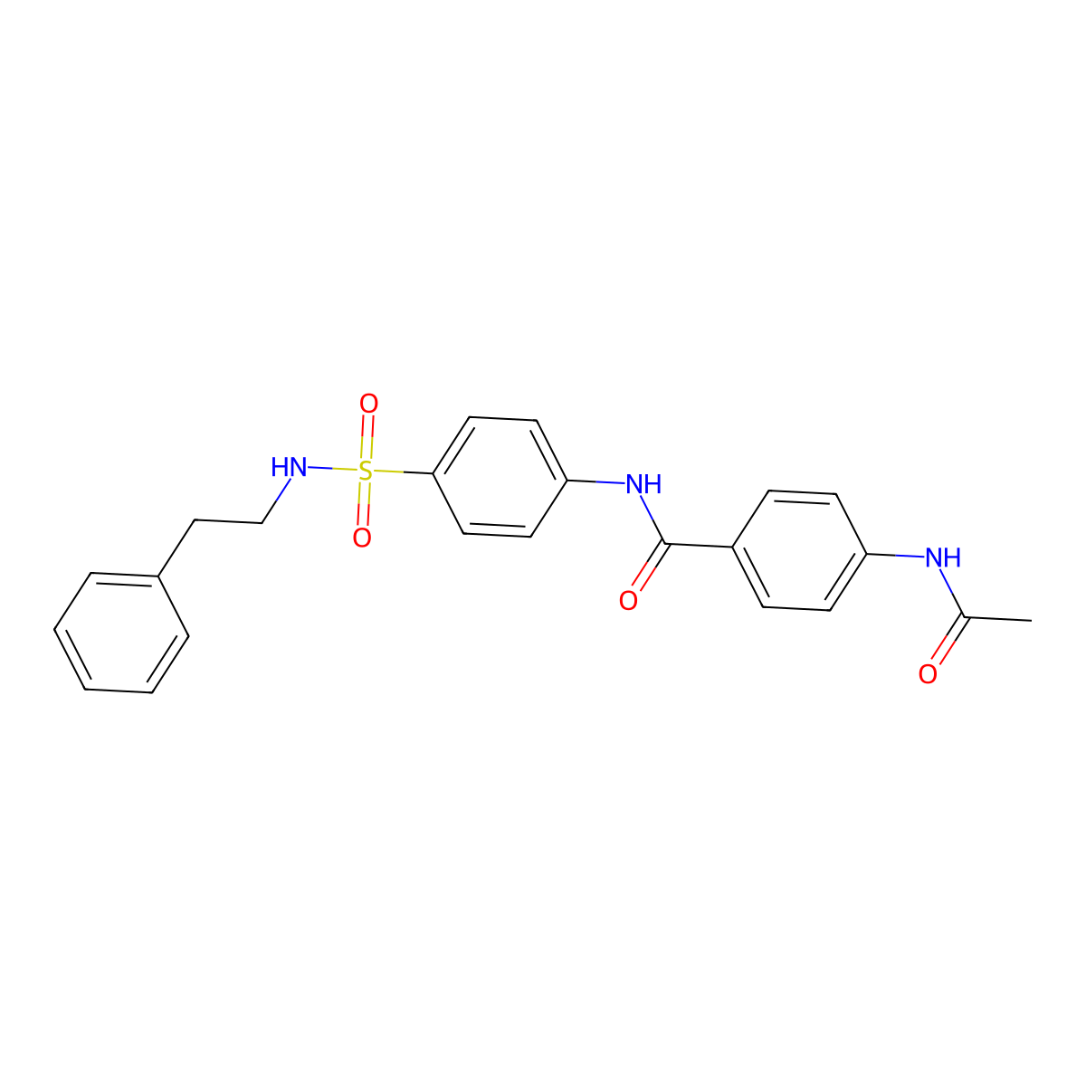 4-(acetylamino)-N-{4-[(2-phenylethyl)sulfamoyl]phenyl}benzamide molecular structure, CAS 600131-78-0