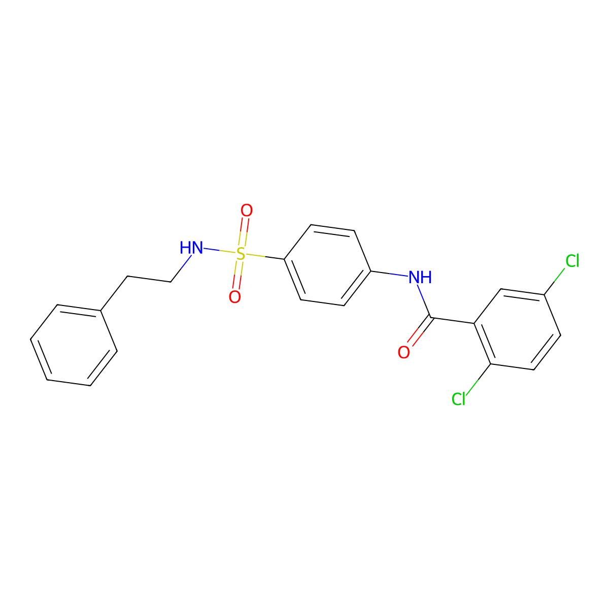 2,5-dichloro-N-{4-[(2-phenylethyl)sulfamoyl]phenyl}benzamide molecular structure, CAS 600132-02-3