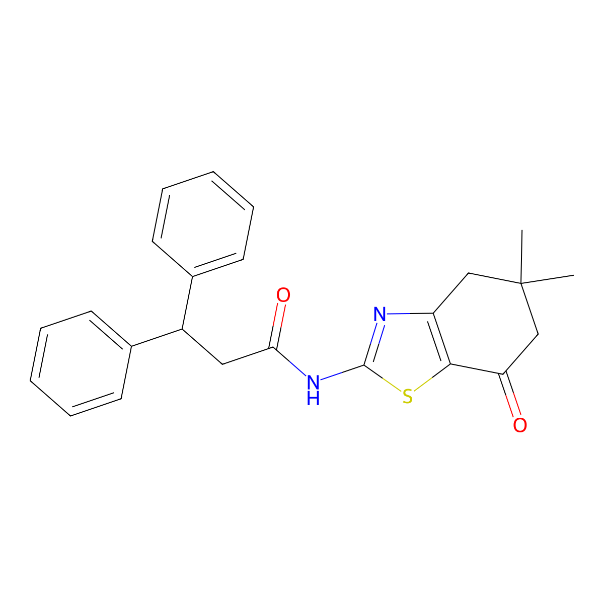 N-(5,5-dimethyl-7-oxo-4,6-dihydro-1,3-benzothiazol-2-yl)-3,3-diphenylpropanamide molecular structure, CAS 600132-28-3