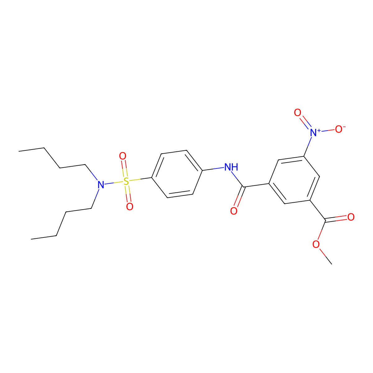 Methyl 3-{[4-(dibutylsulfamoyl)phenyl]carbamoyl}-5-nitrobenzoate molecular structure, CAS 600132-37-4
