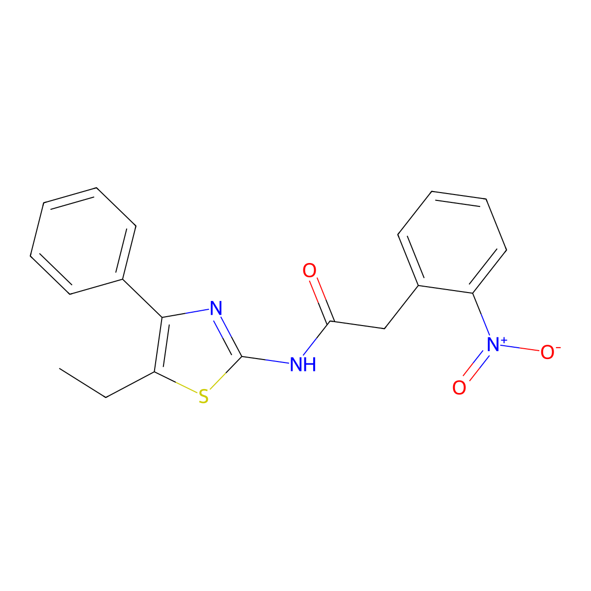 N-(5-ethyl-4-phenyl-1,3-thiazol-2-yl)-2-(2-nitrophenyl)acetamide molecular structure, CAS 600132-38-5