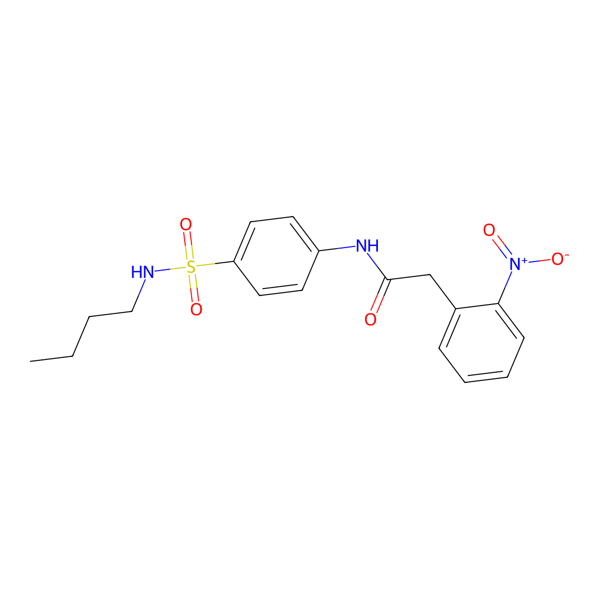 N-[4-(butylsulfamoyl)phenyl]-2-(2-nitrophenyl)acetamide molecular structure, CAS 600132-39-6