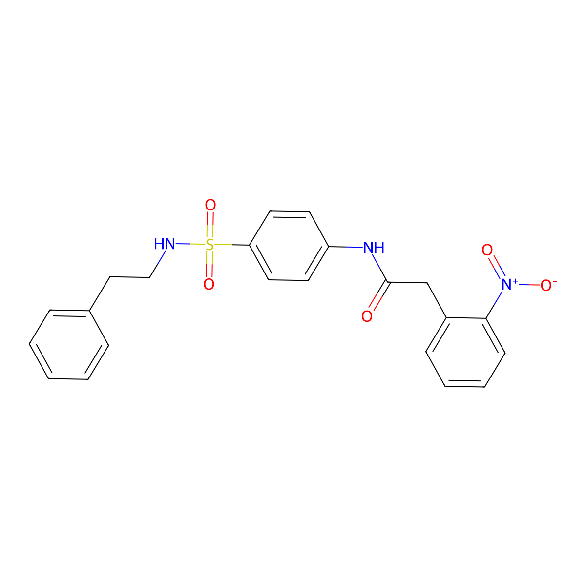 2-(2-nitrophenyl)-N-{4-[(2-phenylethyl)sulfamoyl]phenyl}acetamide molecular structure, CAS 600132-41-0