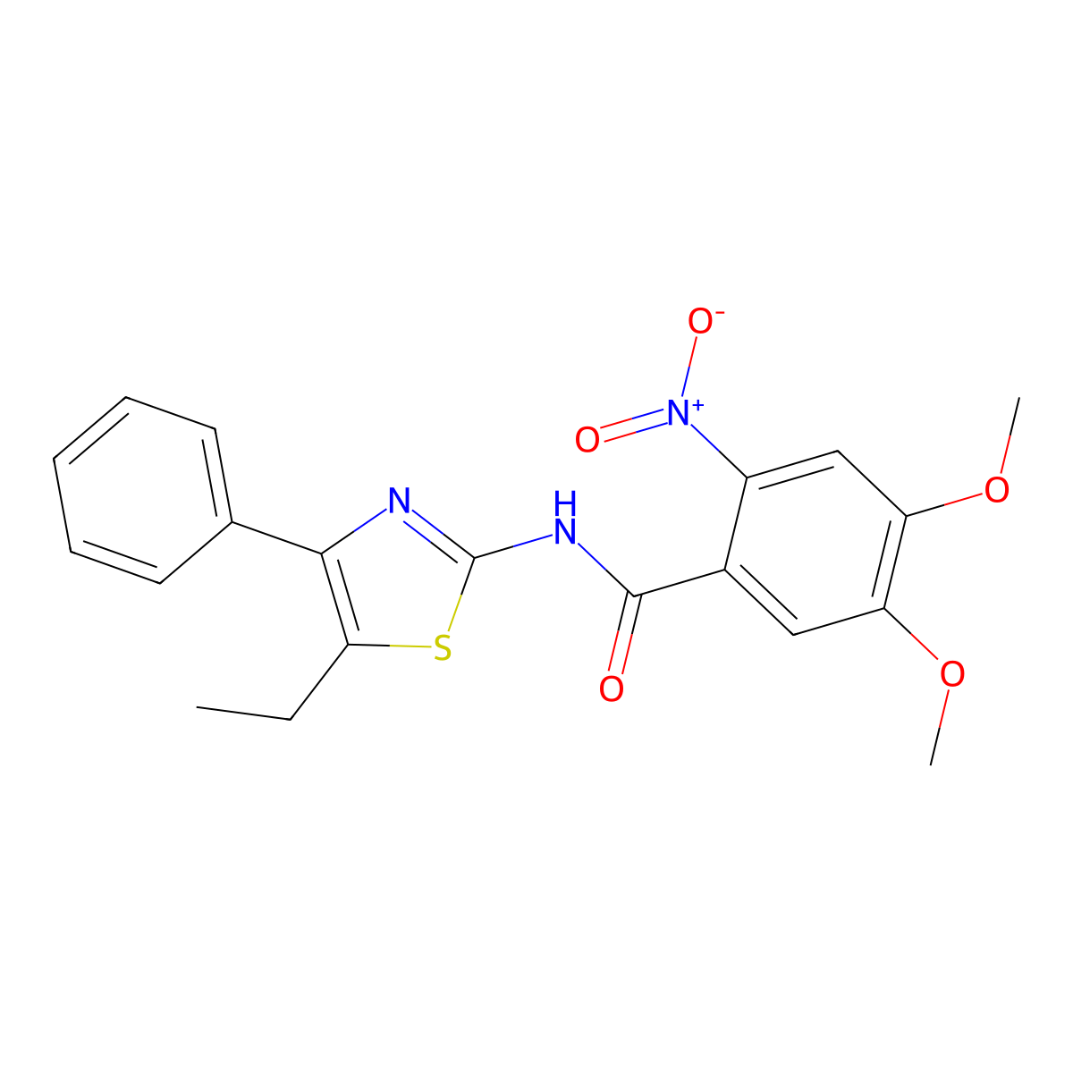 N-(5-ethyl-4-phenyl-1,3-thiazol-2-yl)-4,5-dimethoxy-2-nitrobenzamide molecular structure, CAS 600132-49-8