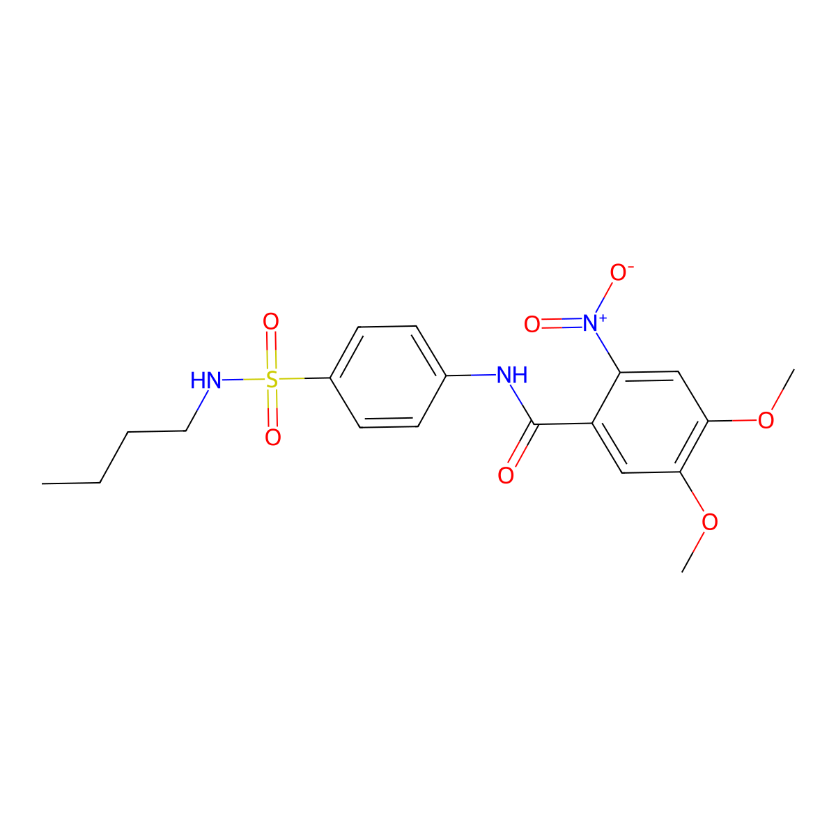 N-[4-(butylsulfamoyl)phenyl]-4,5-dimethoxy-2-nitrobenzamide molecular structure, CAS 600132-50-1