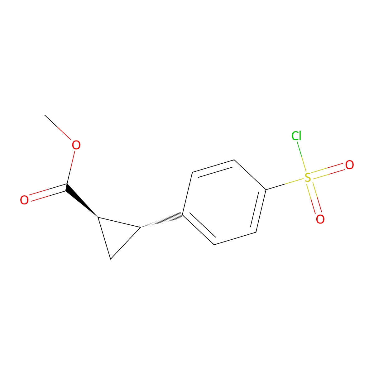 rac-methyl (1R,2R)-2-[4-(chlorosulfonyl)phenyl]cyclopropane-1-carboxylate molecular structure, CAS 600134-89-2