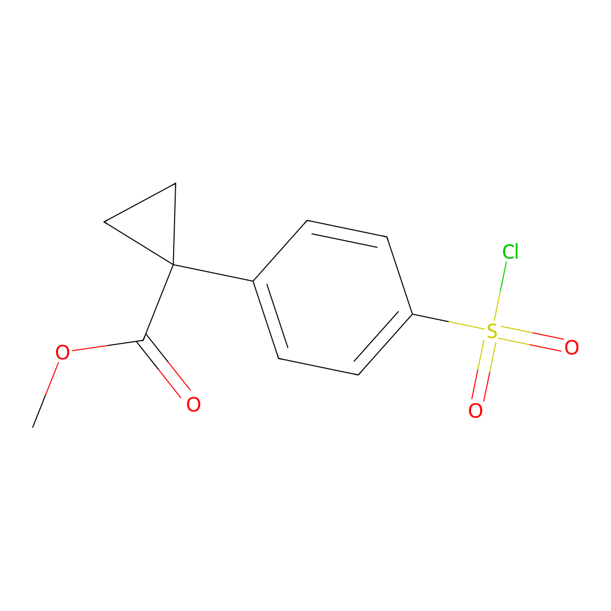 Methyl 1-[4-(chlorosulfonyl)phenyl]cyclopropane-1-carboxylate molecular structure, CAS 600134-92-7