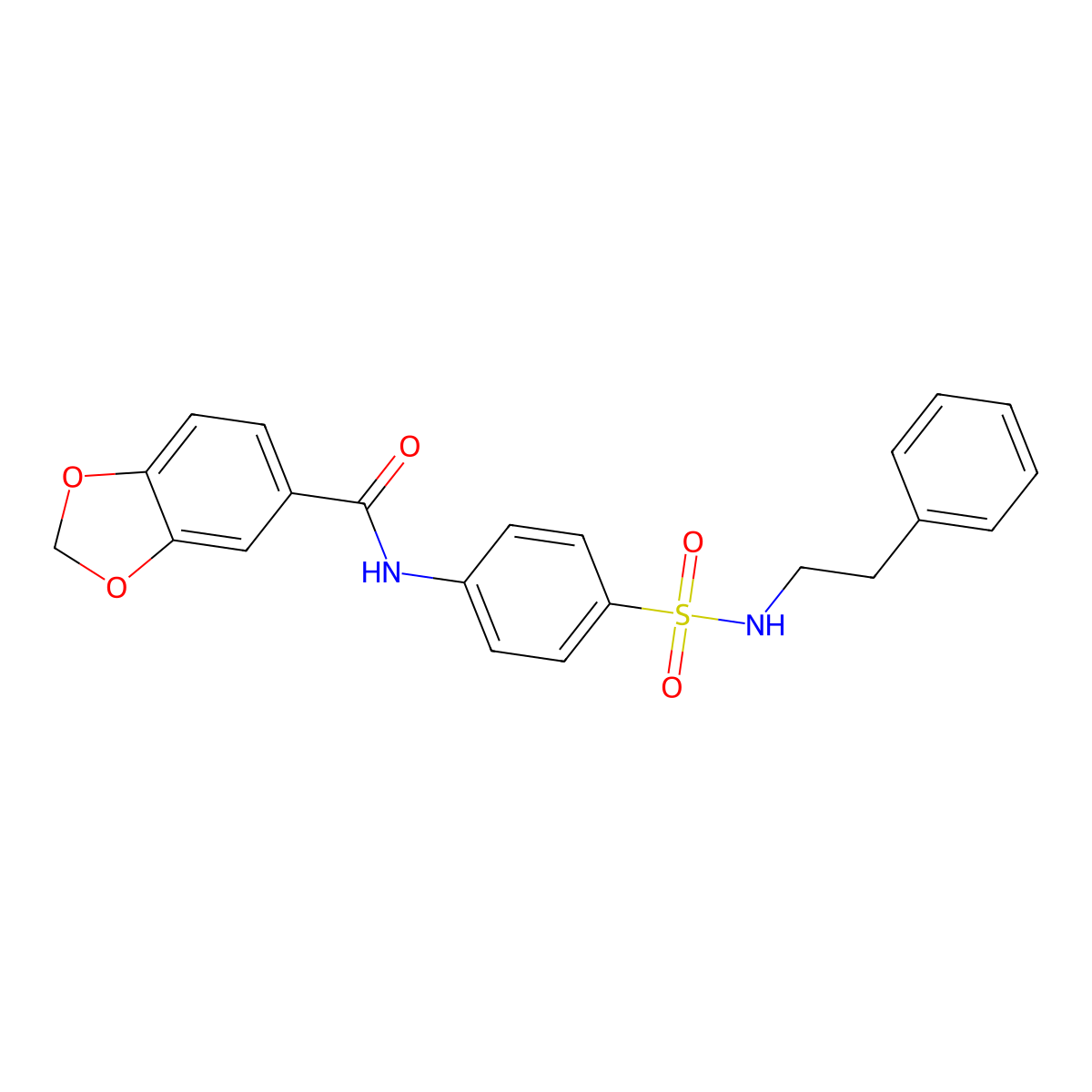 N-{4-[(2-phenylethyl)sulfamoyl]phenyl}-1,3-benzodioxole-5-carboxamide molecular structure, CAS 600136-58-1